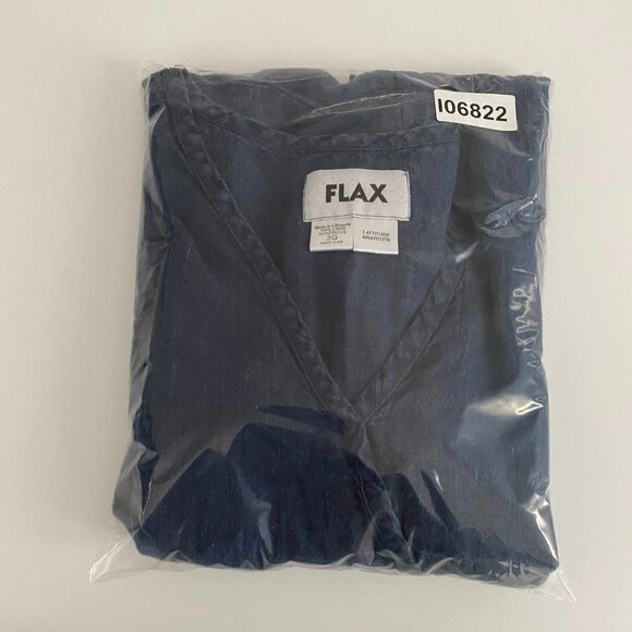 FLAX Linen Tunic Size 3G 3X Lagenlook Blue Long Sleeve V Neck - Picture 9 of 9
